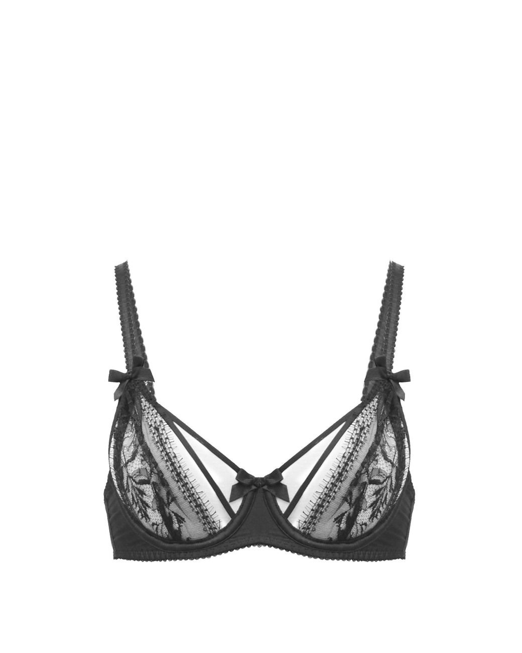 Agent Provocateur Tanya Cutout Lace And Silk-blend Satin Bra in Black ...
