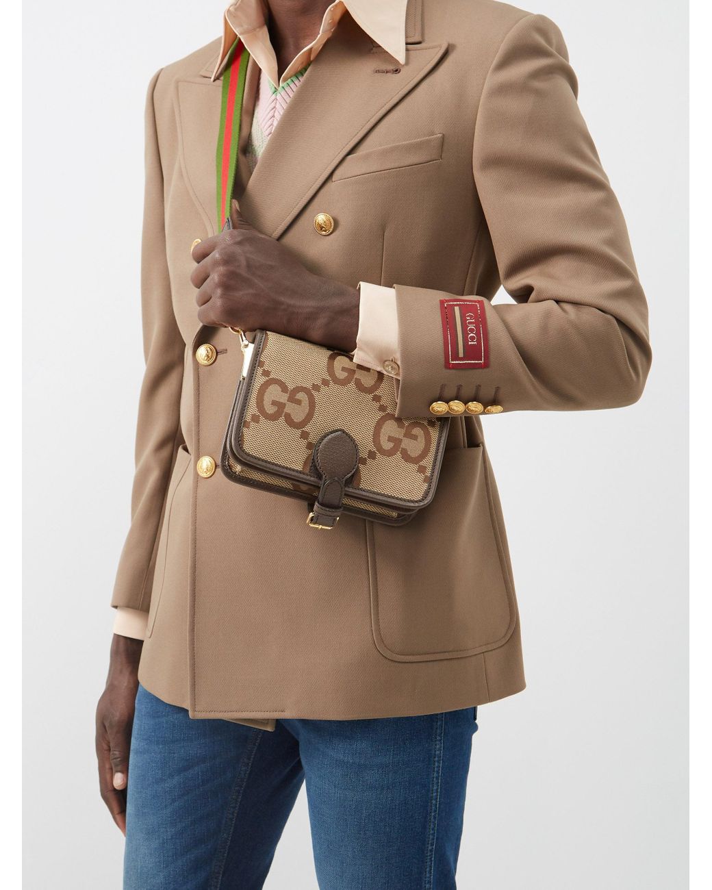 Gucci Jumbo-gg Canvas Shoulder Bag in Brown for Men | Lyst UK
