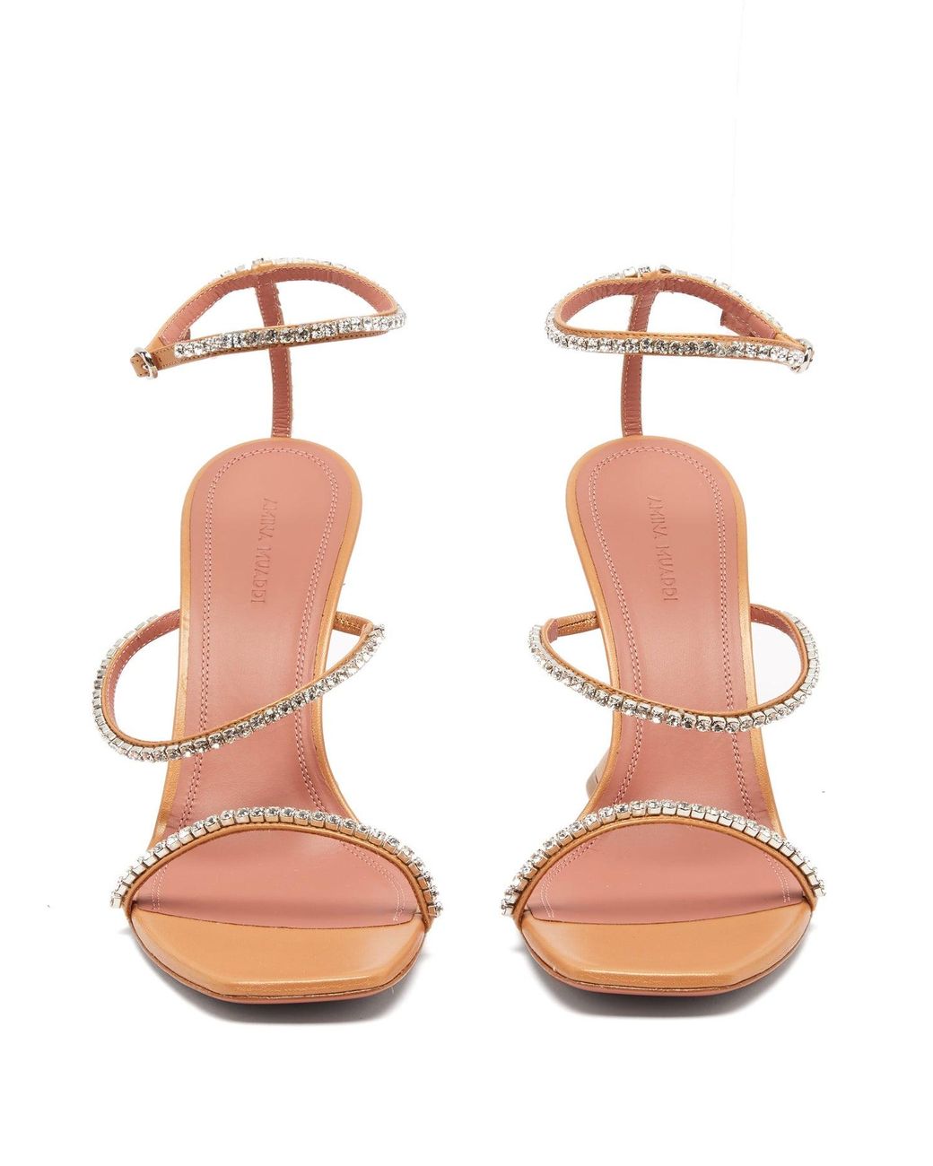 AMINA MUADDI Gilda Crystal Embellished Leather Sandals in ...