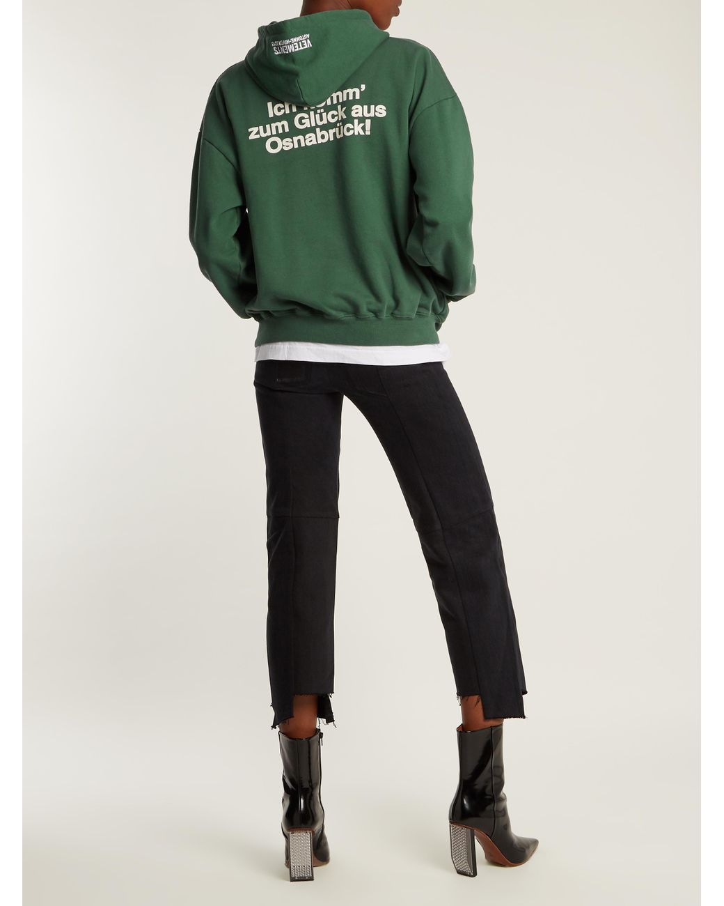 Vetements Hooded Cotton-blend Sweatshirt in Green | Lyst