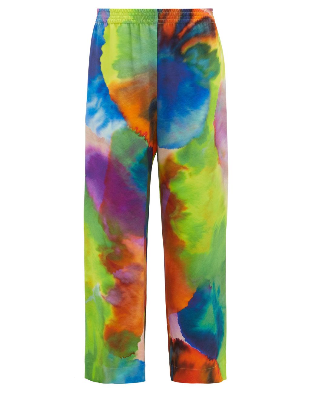 Raey Neon Tie-dye Print Wide-leg Silk Trousers - Lyst