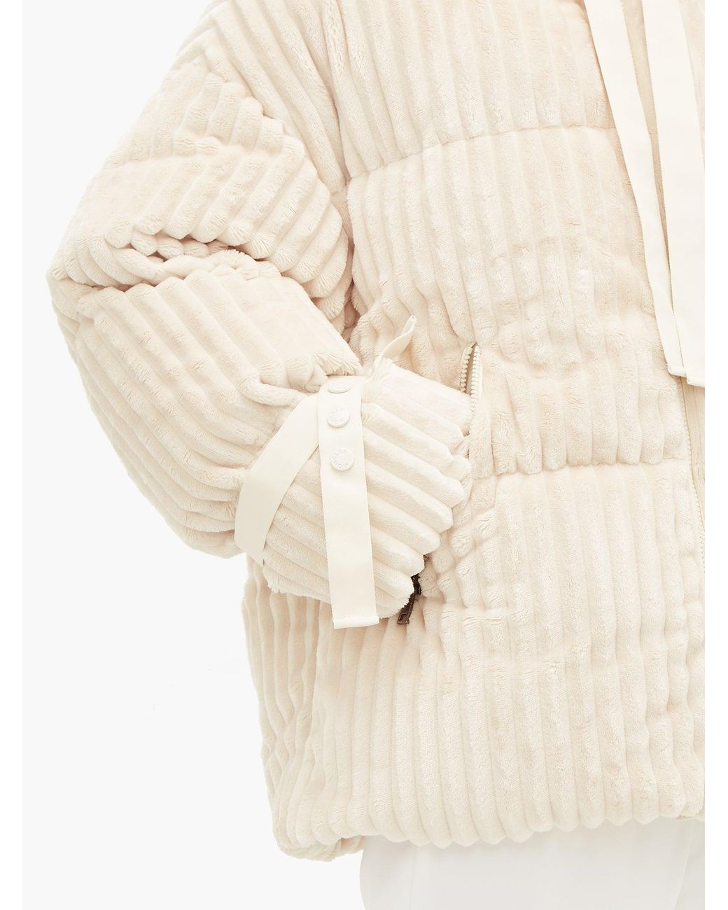 Moncler Loire Hooded Corduroy Velvet Jacket in Ivory (White) | Lyst
