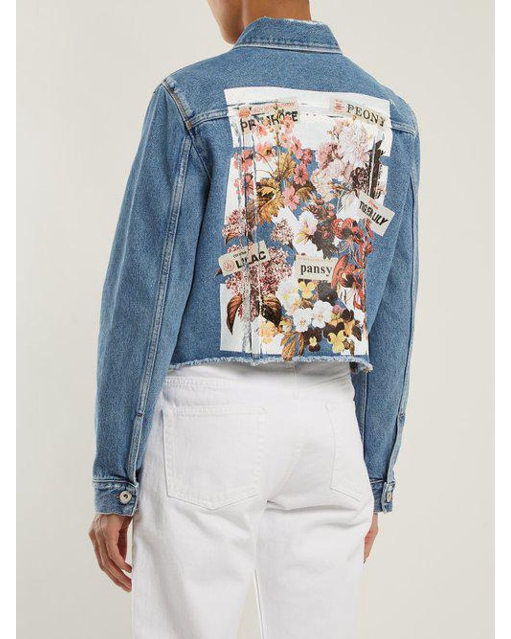 Off-White c/o Virgil Abloh Flower-print Back Denim Jacket in Blue | Lyst