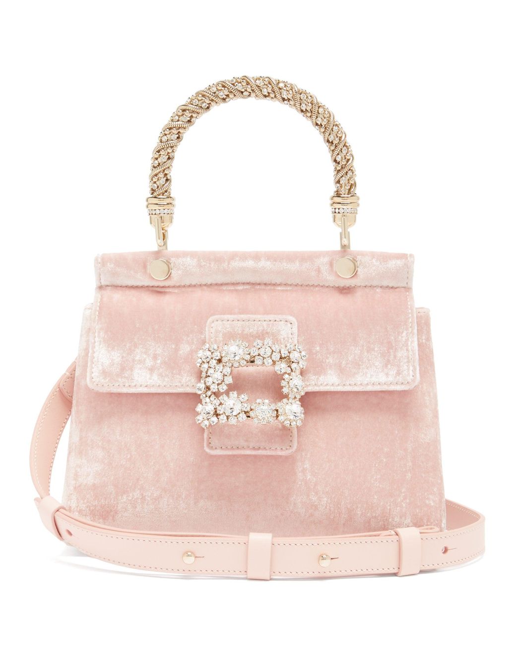 Roger Vivier Viv Crystal embellished Velvet Bag In Pink Lyst