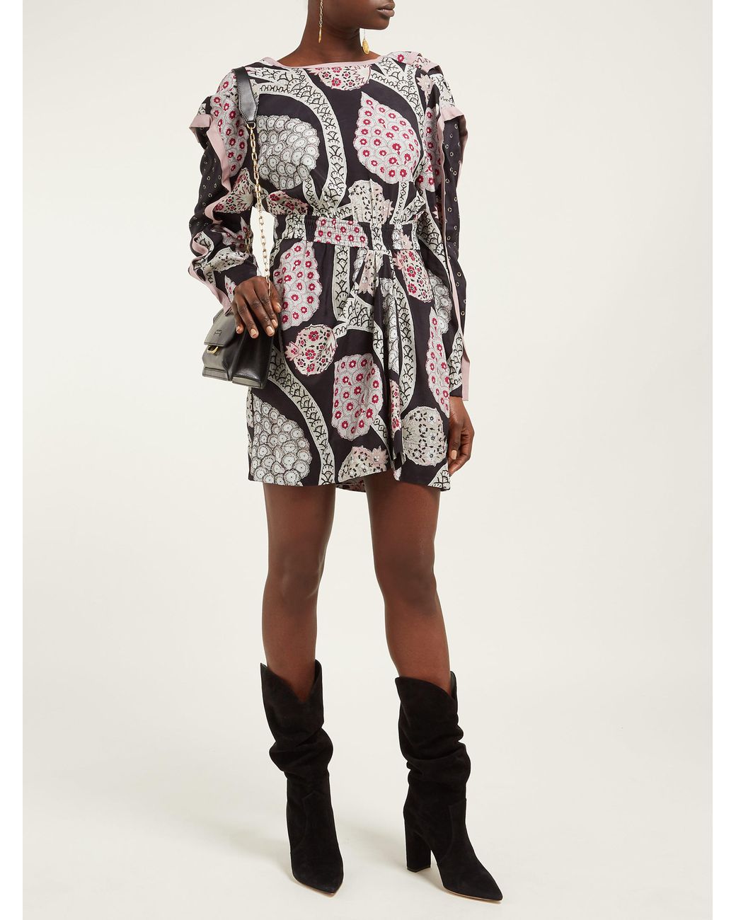 isabel marant black lace flower dress