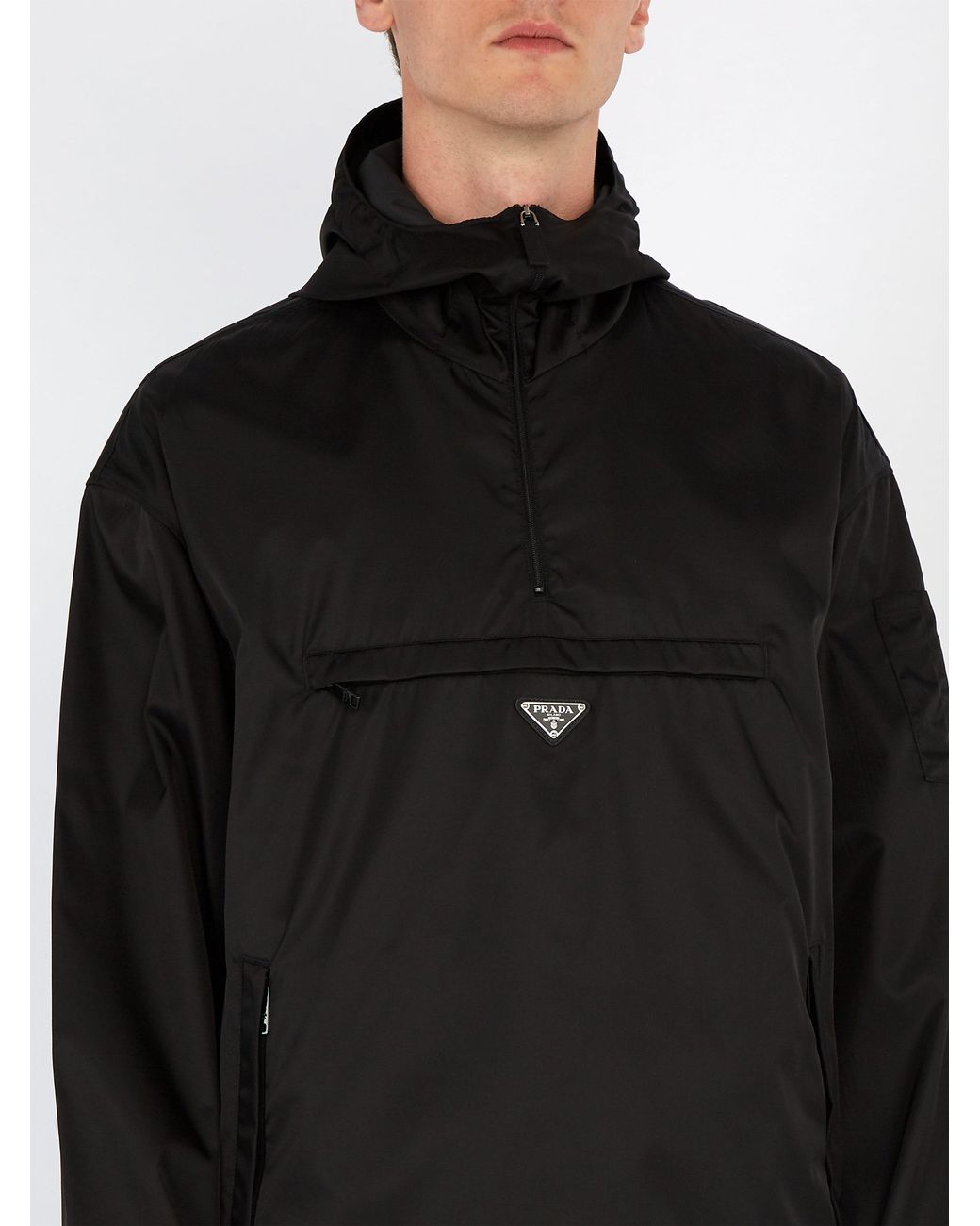 Prada Nylon Gabardine Anorak Jacket in Black for Men | Lyst UK