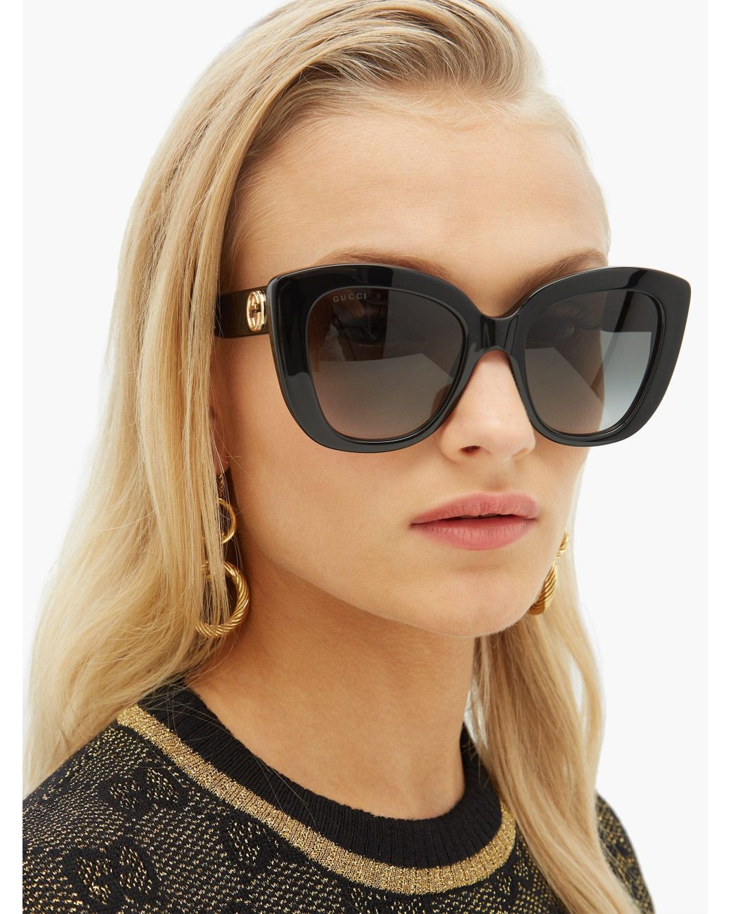 Lunettes de soleil papillon en ac tate logo GG Gucci en coloris