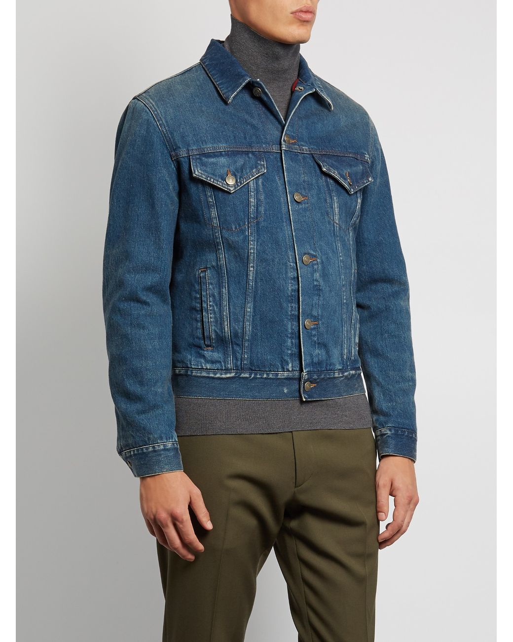 Gucci Tiger-embroidered Denim Jacket in Blue for Men |