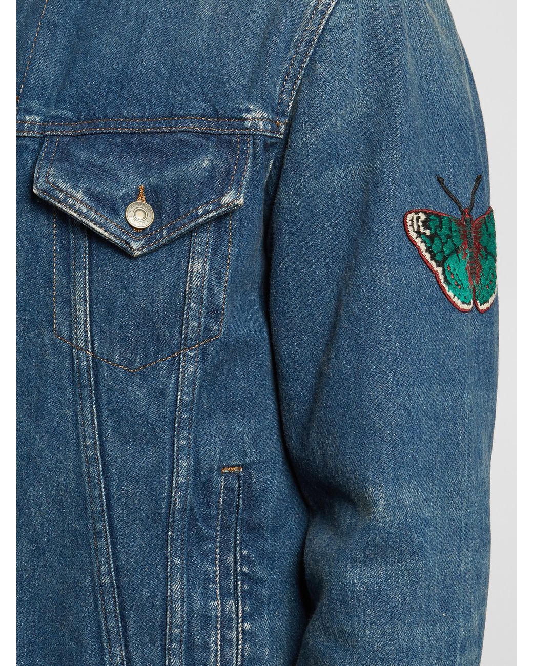 tjener vare Erasure Gucci Tiger-embroidered Denim Jacket in Blue for Men | Lyst