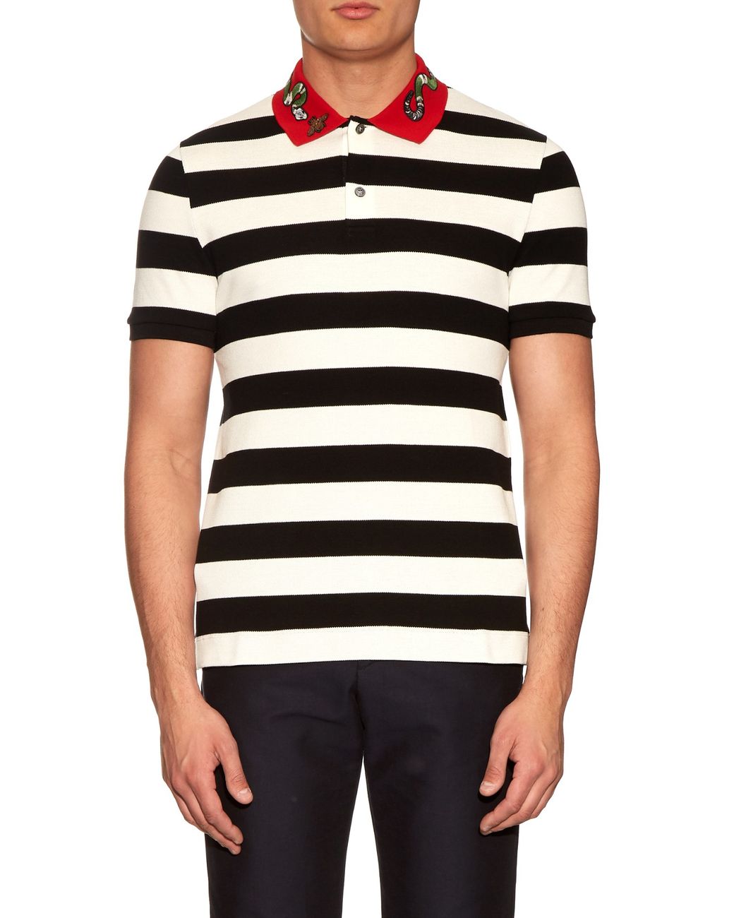 ga winkelen Rechtzetten nemen Gucci Snake-appliqué Cotton Polo Shirt in Black for Men | Lyst