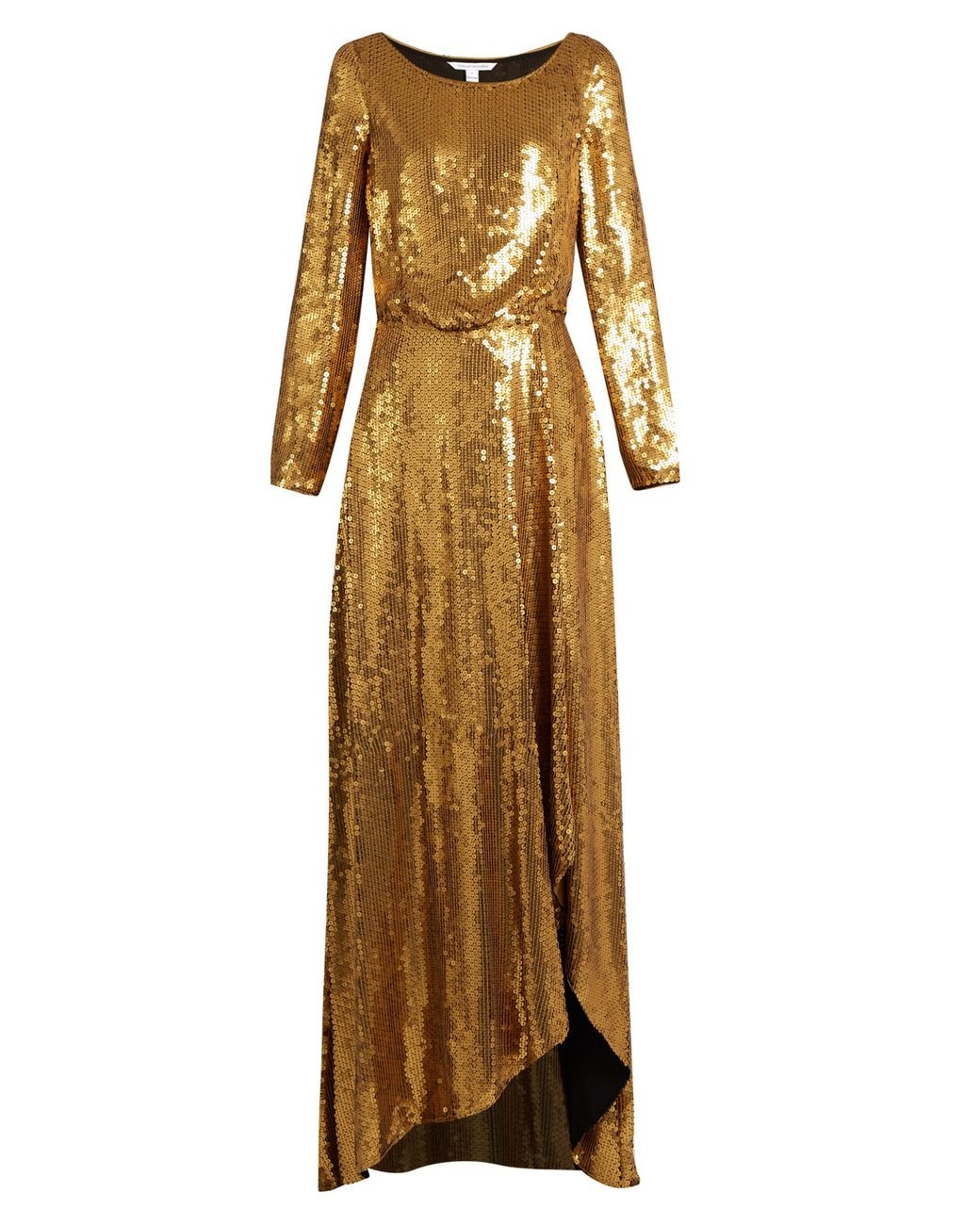 Dvf store gold dress