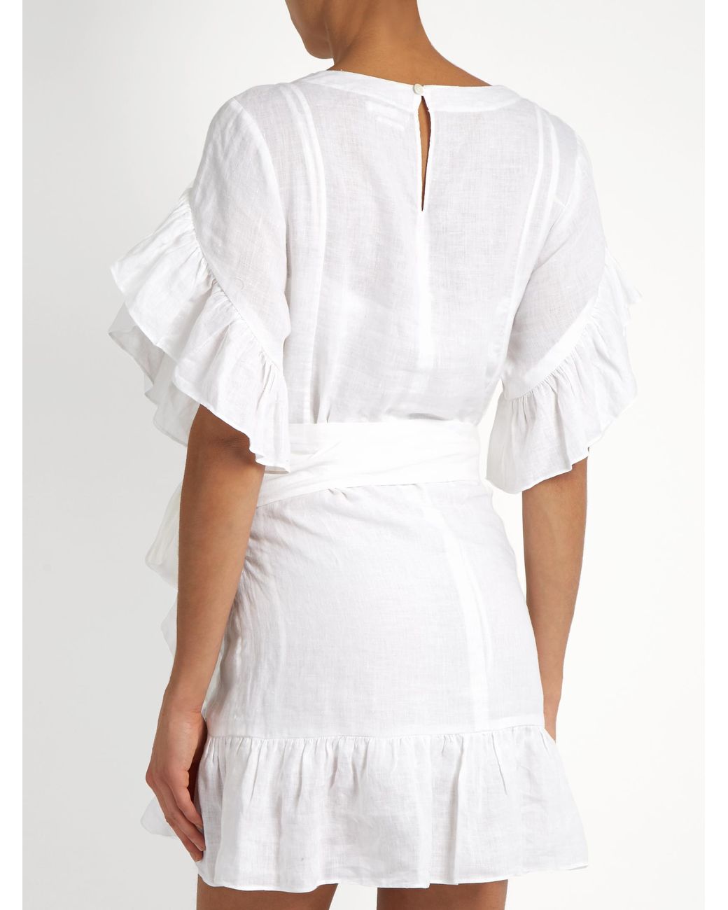 Étoile Isabel Marant Delicia Ruffled Linen Mini Dress in White | Lyst