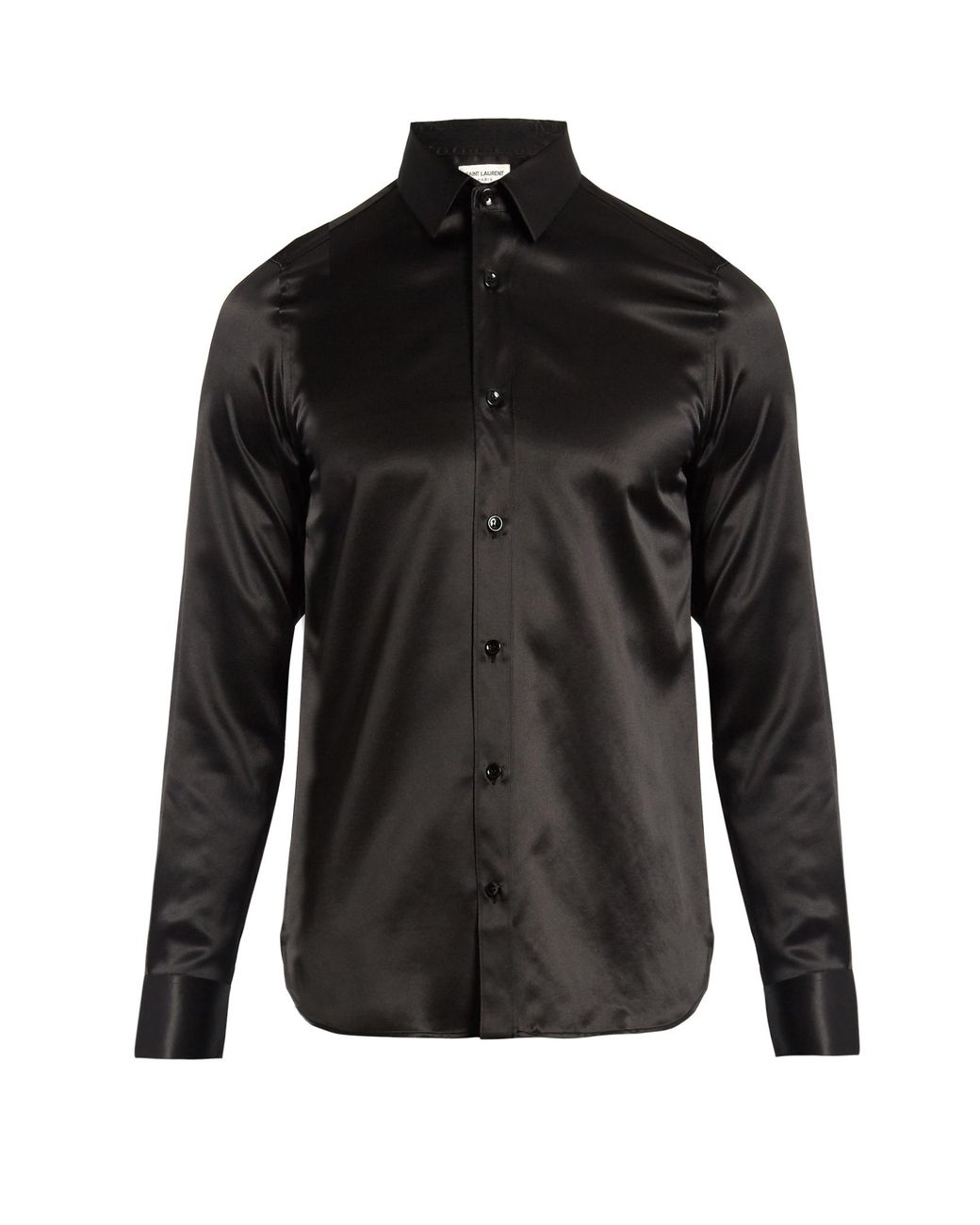 Saint Laurent Pointcollar Silksatin Shirt in Black for Men Lyst