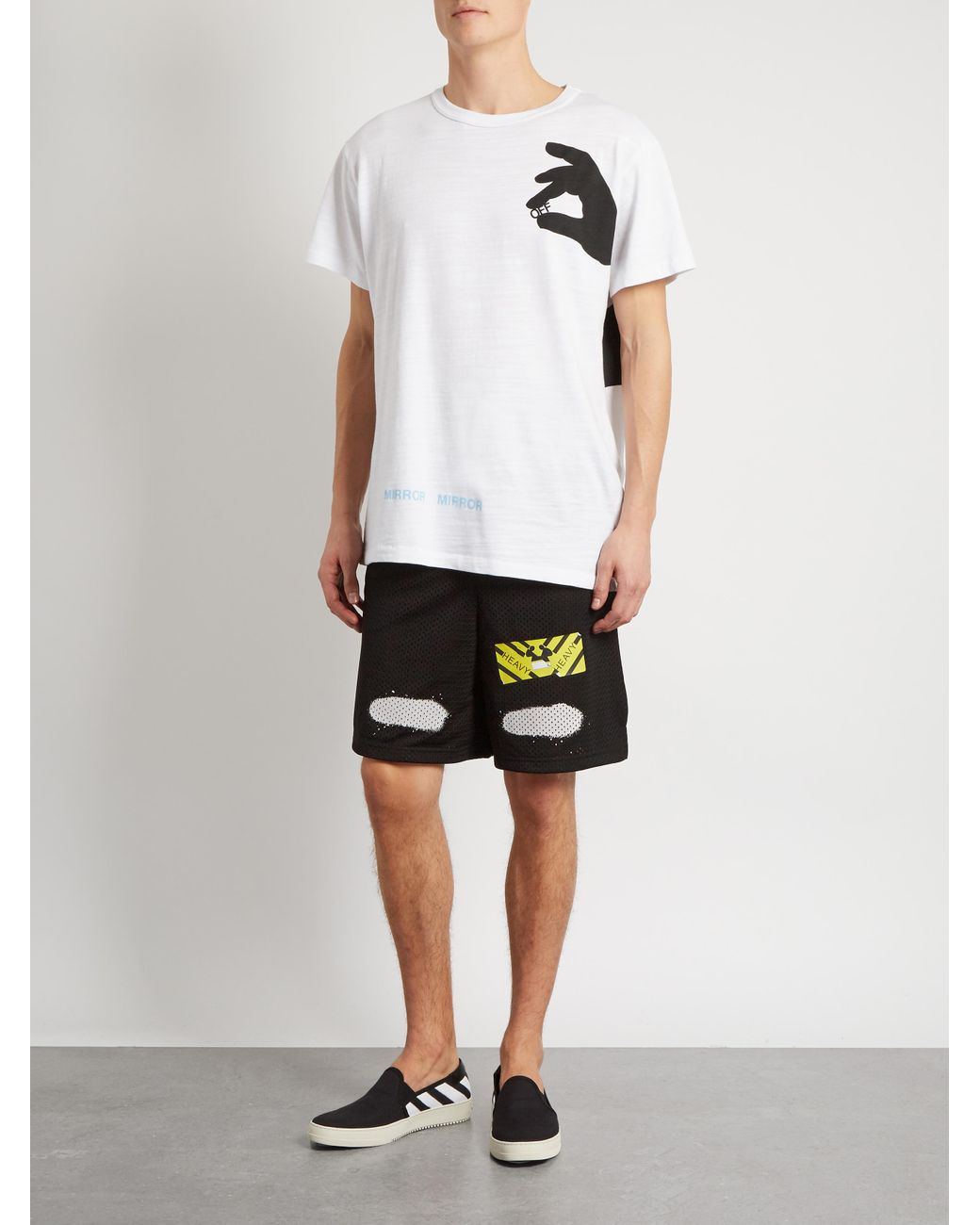 Off-White c/o Virgil Abloh Spray-paint Mesh Shorts in Black for Men | Lyst