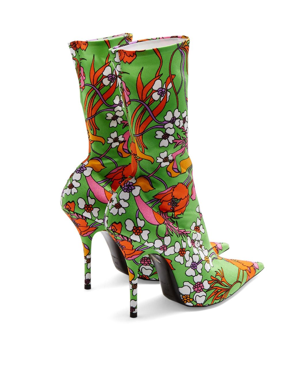 Balenciaga Knife Floral-print Jersey Sock Boots in Green | Lyst