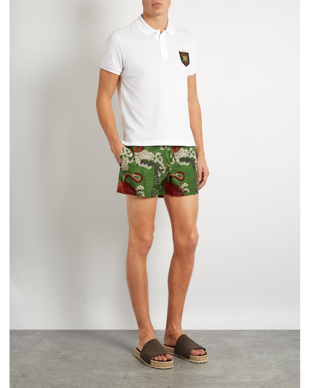 Tiger-print Nylon Swim Shorts 
