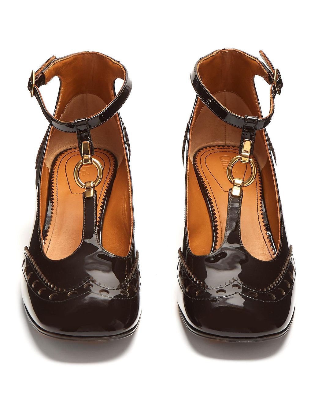 Chlo Perry Patent leather T bar Pumps in Black Lyst