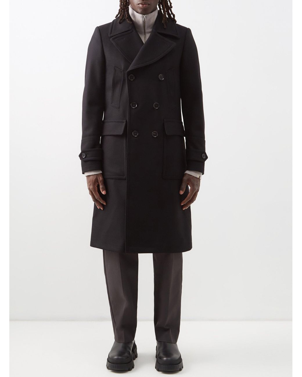 Belstaff Milford Melton Wool-blend Overcoat in Black for Men | Lyst UK