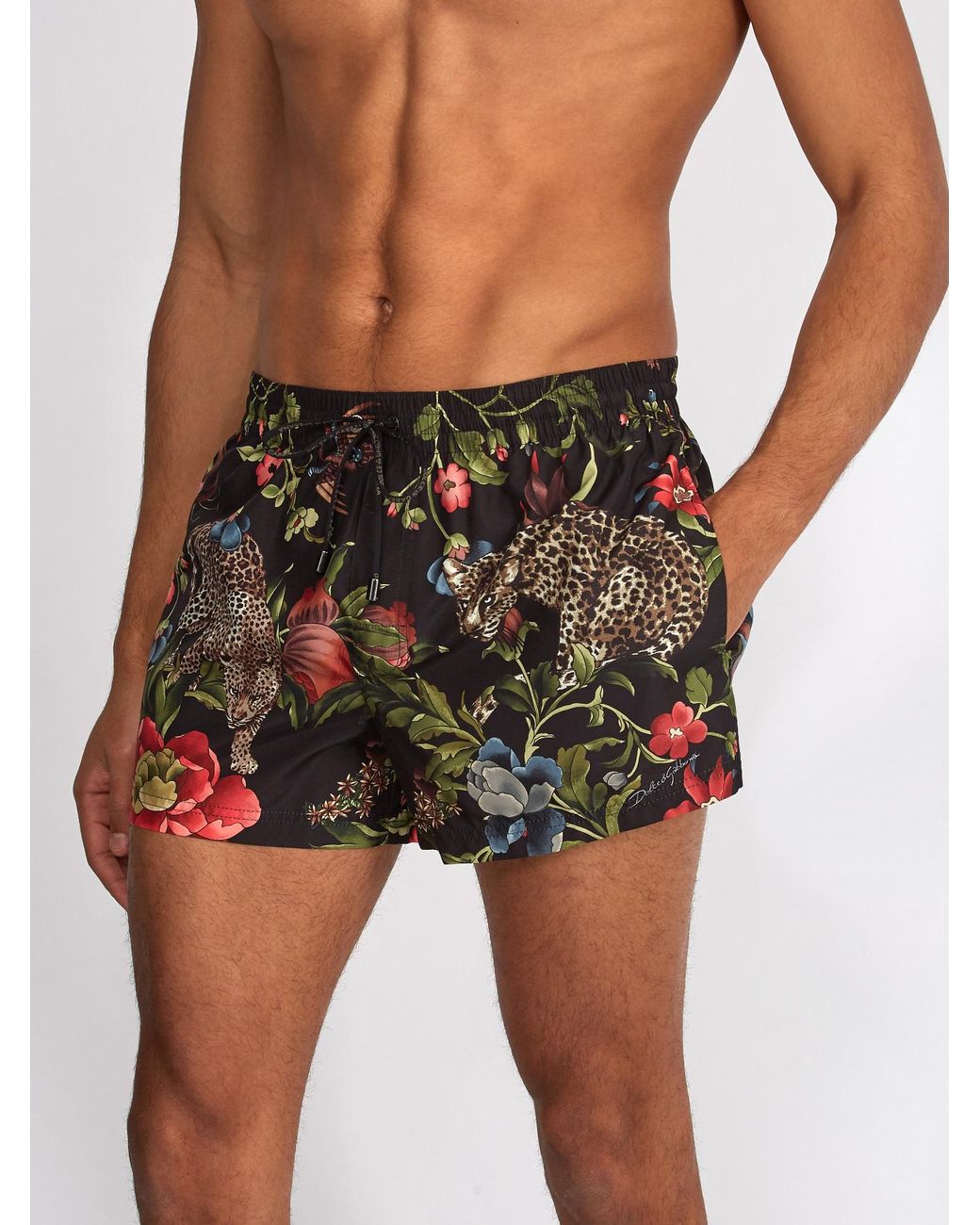 leopard print swimming trunks