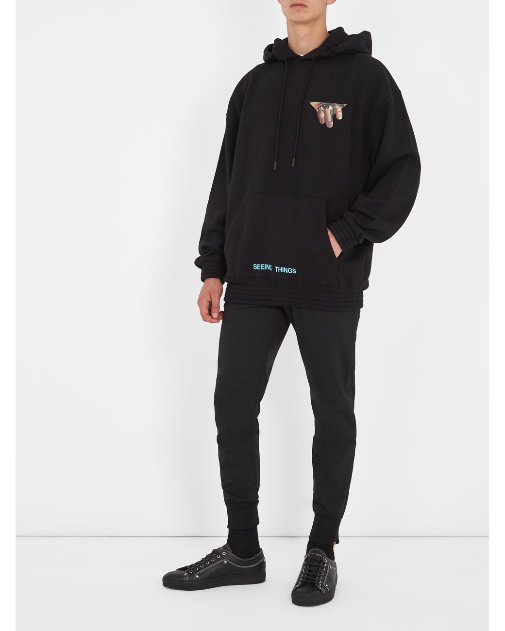 Off-White c/o Virgil Abloh Eye-print Hooded Cotton Sweatshirt in Black for  Men | Lyst