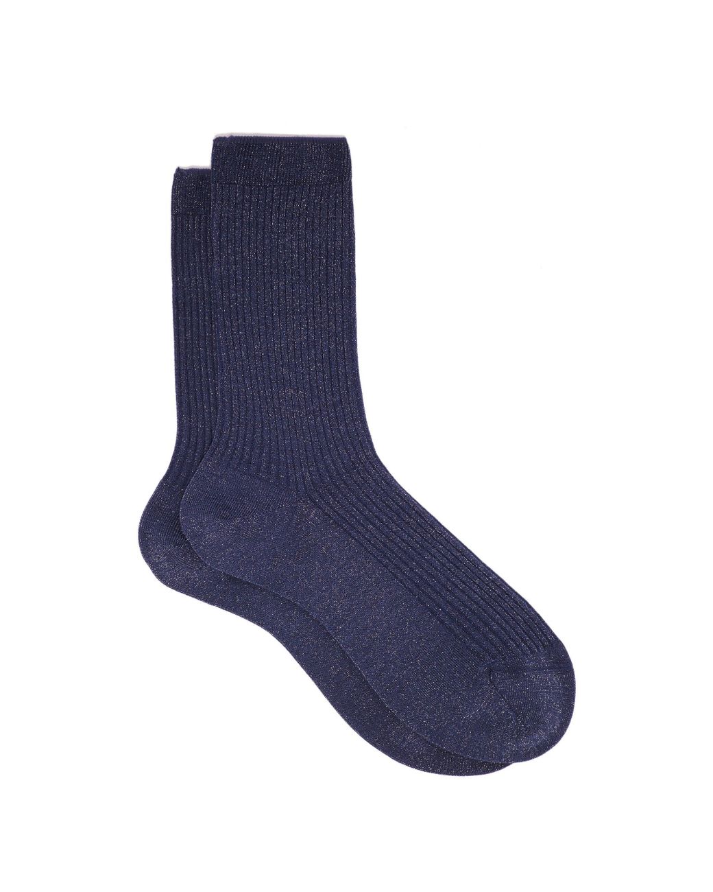 Falke Cotton Metallic Ribbed-knit Ankle Socks in Navy (Blue) - Lyst