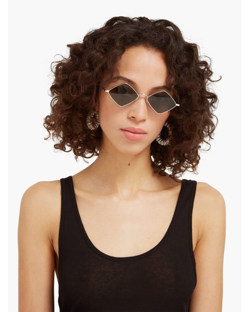 Saint Laurent Lisa Diamond-shape Metal Sunglasses | Lyst