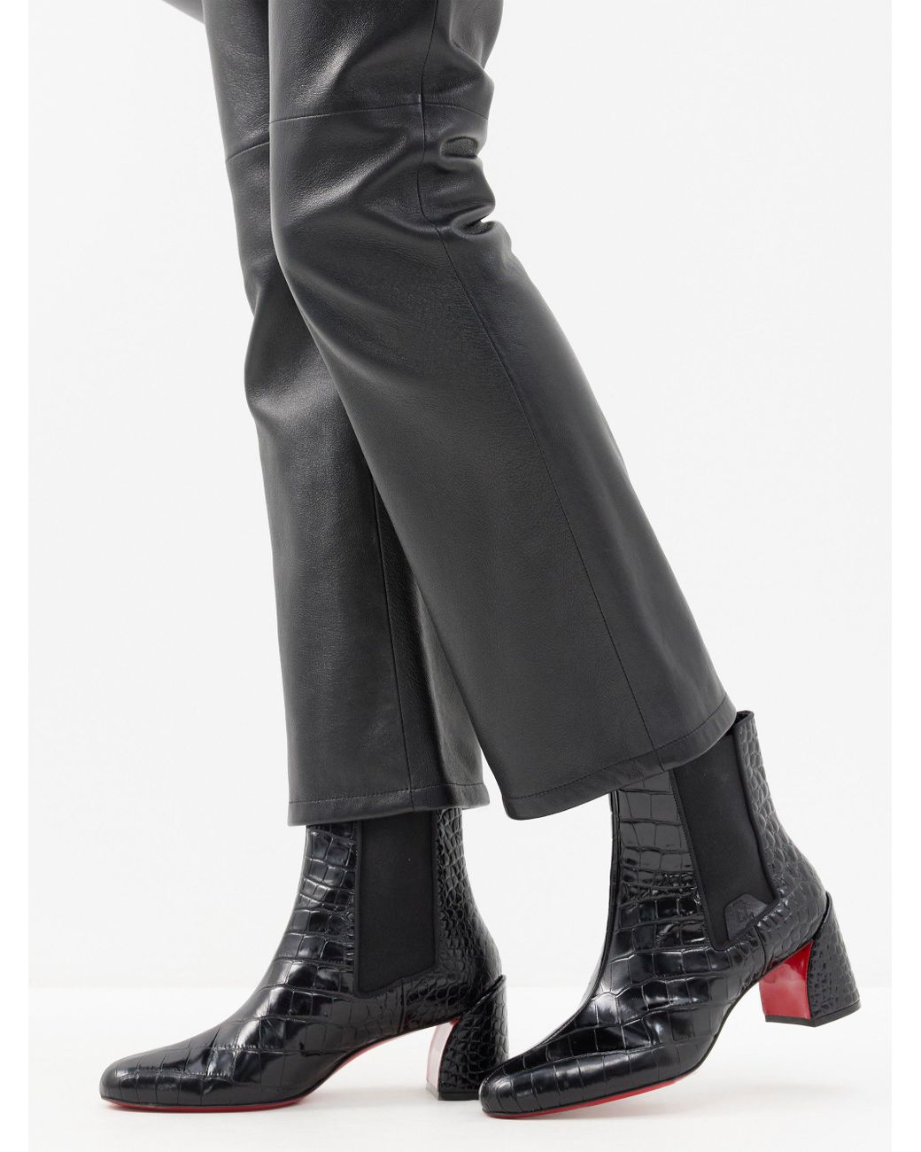 CHRISTIAN LOUBOUTIN Turelastic 55 croc-effect patent-leather Chelsea boots