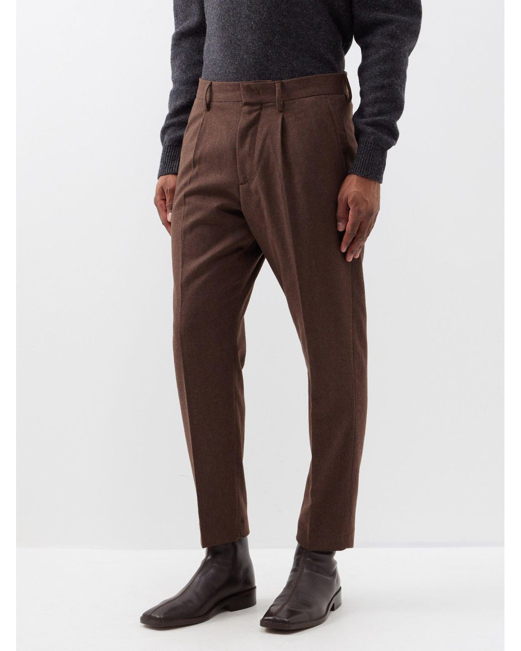 NN07 Bill Cropped Wool-blend Trousers in Brown for Men | Lyst UK