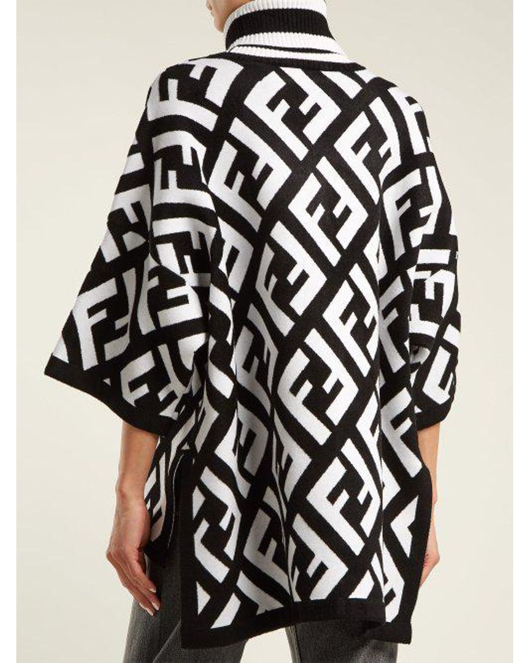 Fendi poncho black and sale white