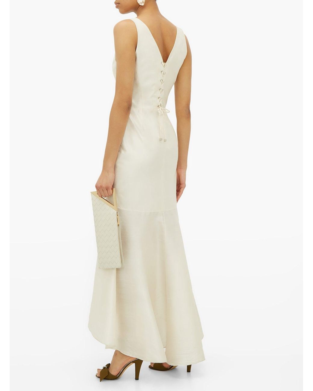 William Vintage Thierry Mugler 1990 Lace Up Silk Shantung Gown In