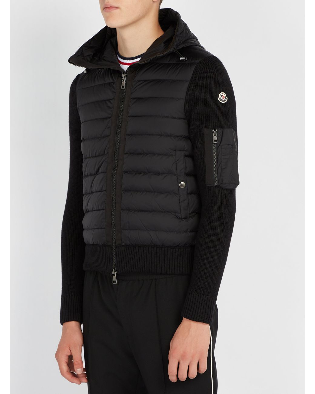 Doudoune bi-matière à capuche Moncler pour homme en coloris Noir | Lyst