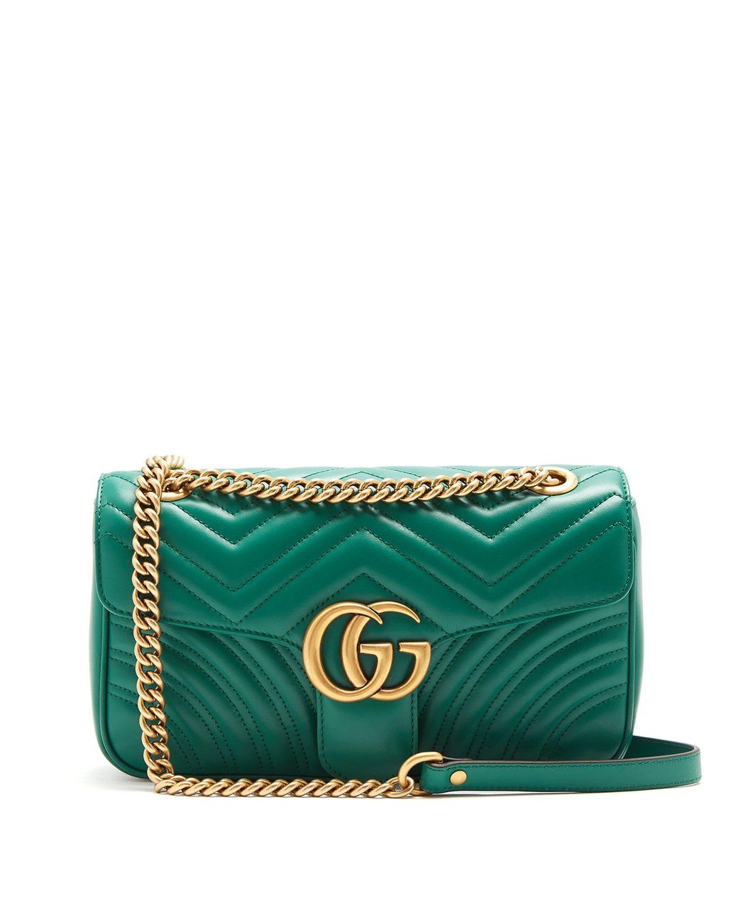 Gucci GG Marmont Small Shoulder Bag in Green | Lyst