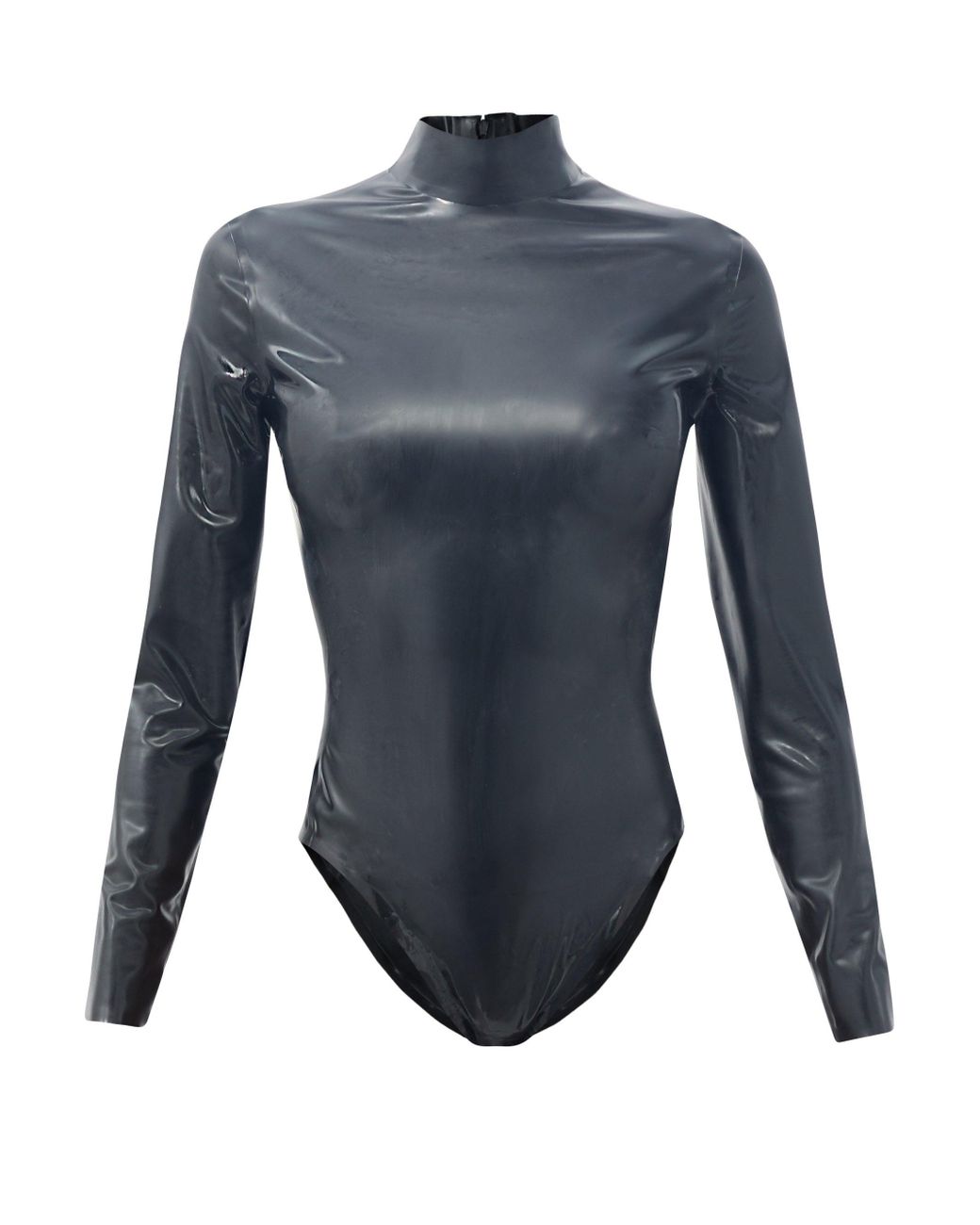 Saint Laurent High-neck Latex Bodysuit in Black (Blue) - Lyst