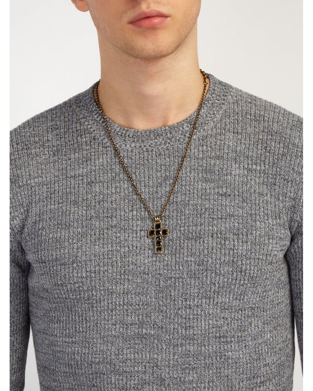 Gucci Cross Pendant Necklace in Black for Men | Lyst