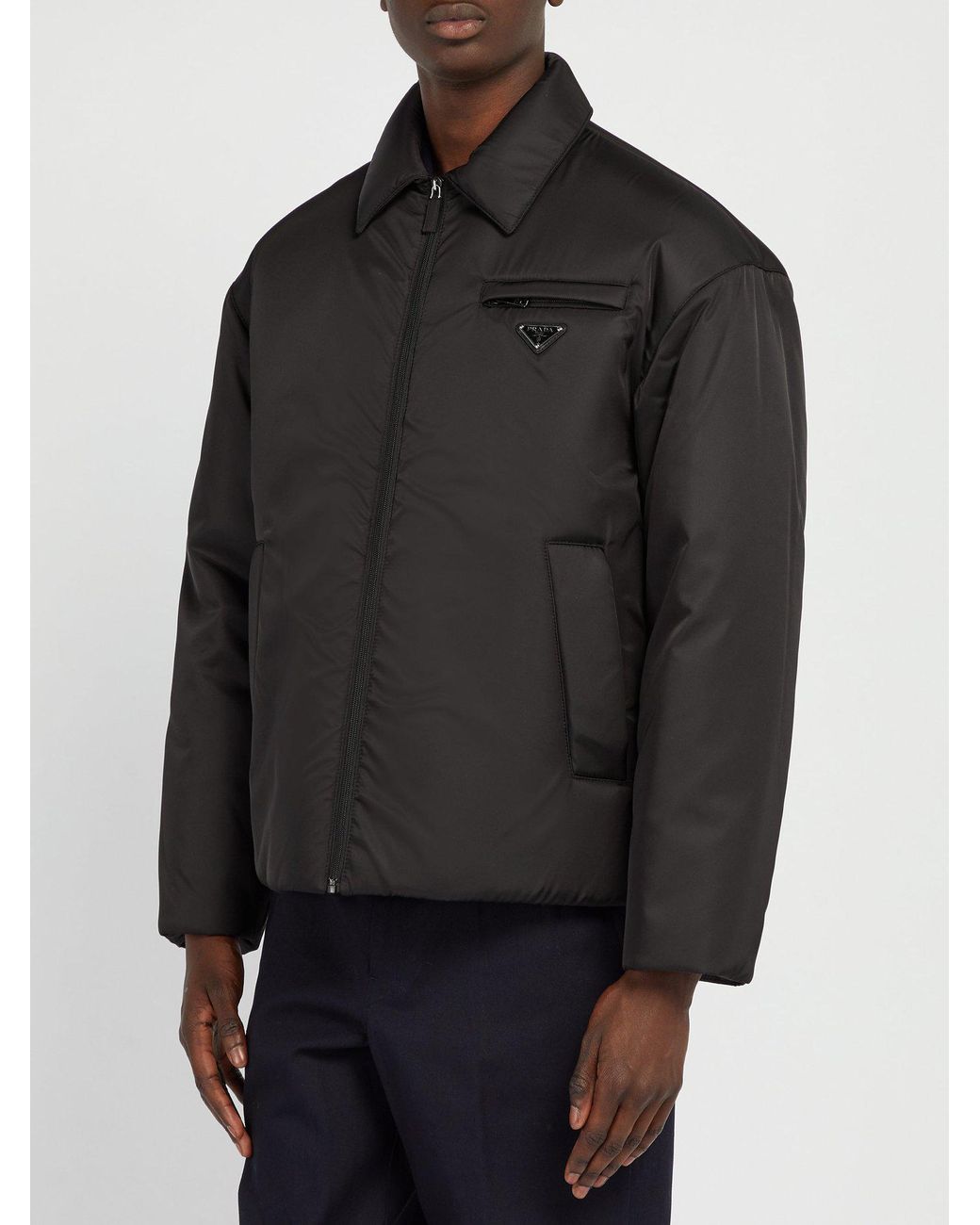 Prada Men's Black Logo-plaque Padded Nylon Jacket