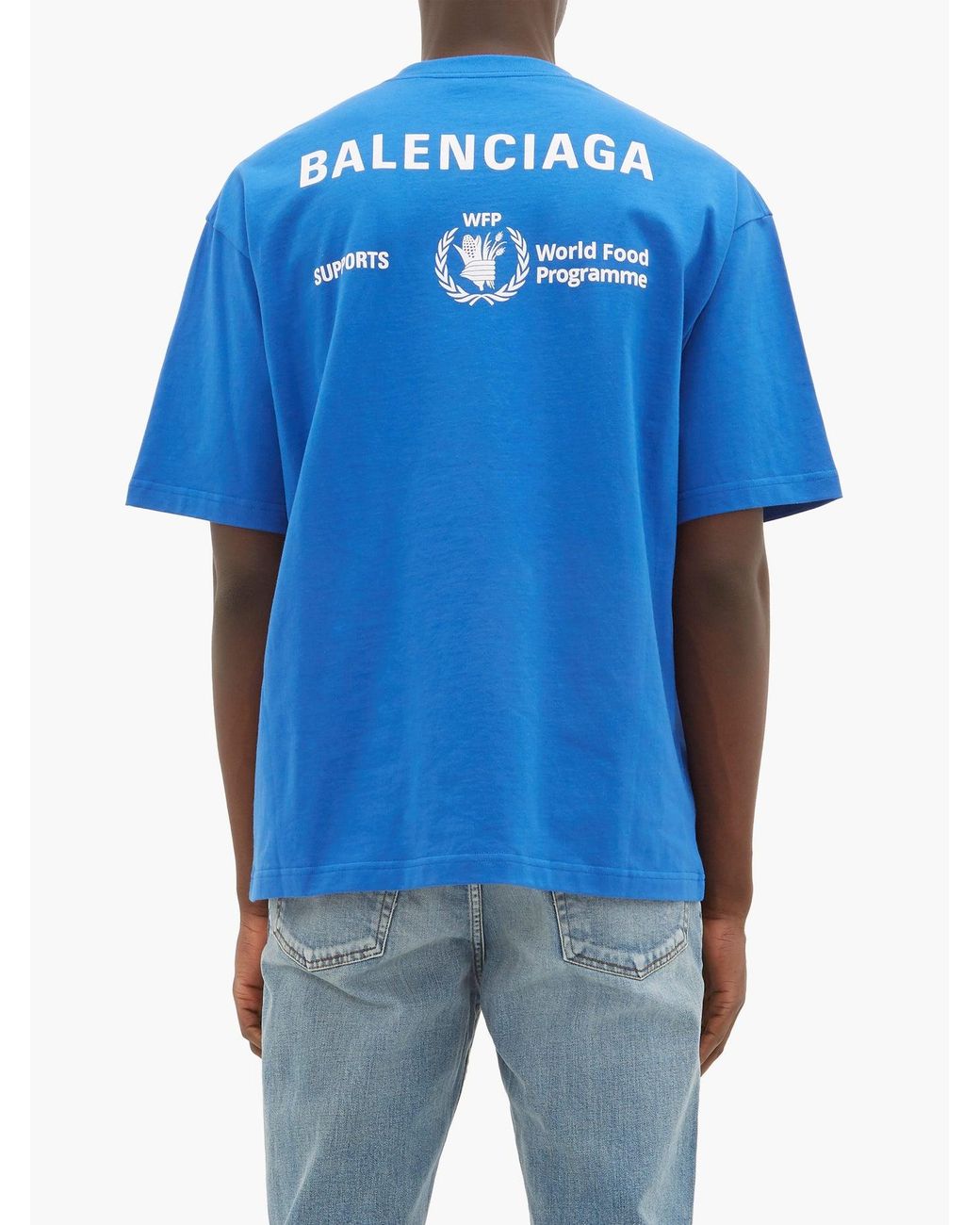 Balenciaga  World Food Programme Printed CottonJersey TShirt  Blue  Balenciaga