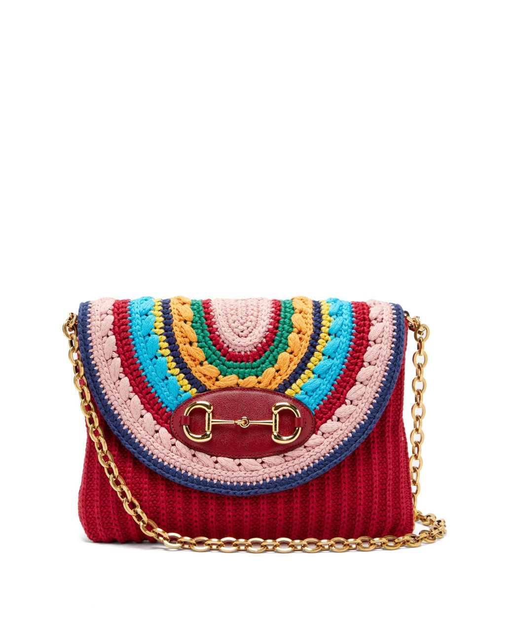 Gucci Horsebit 1955 Crochet And Knit Cross-body Bag in Red | Lyst Australia