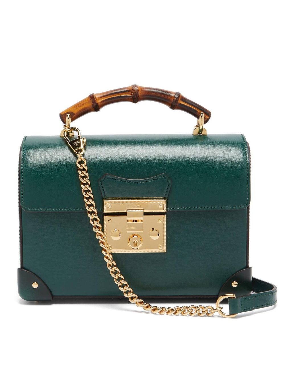 Gucci Padlock Bamboohandle Leather Handbag in Green Lyst