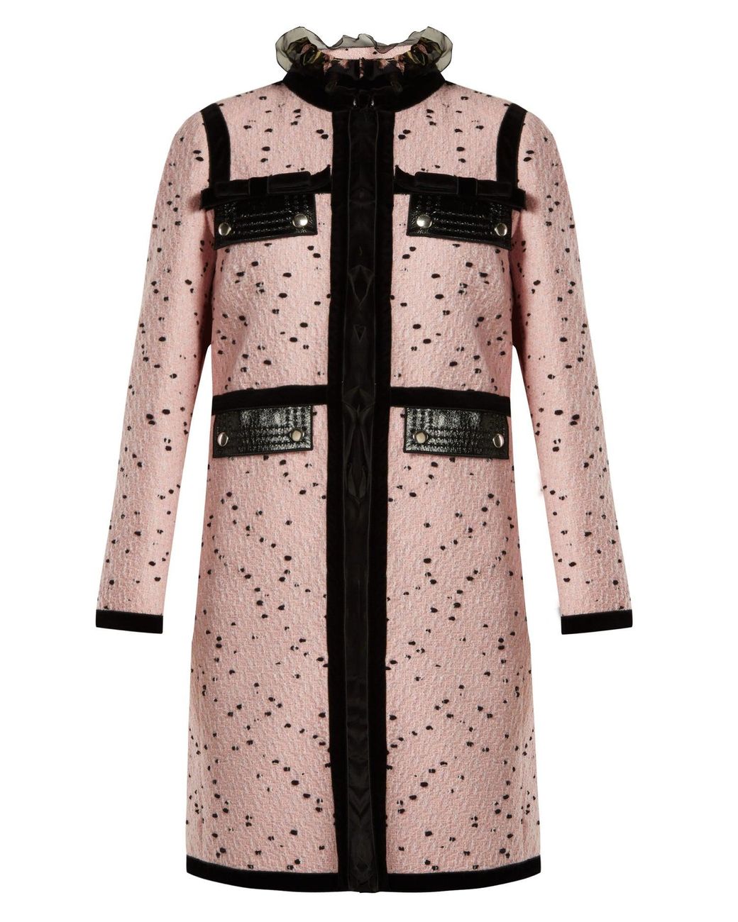 Giambattista Valli Velvet-trimmed Bouclé Tweed Coat in Pink - Save 54% ...