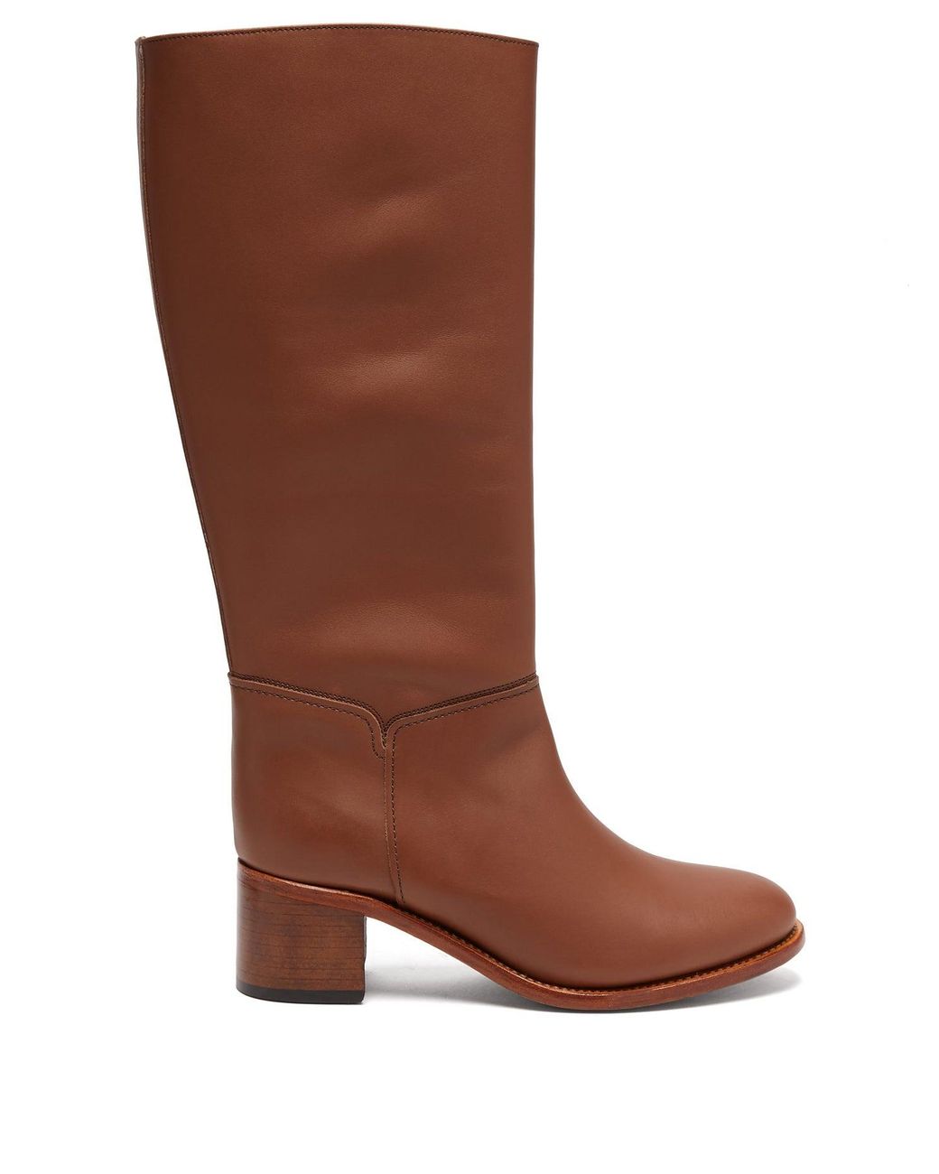 A.P.C. Iris Knee-high Leather Boots in Brown | Lyst