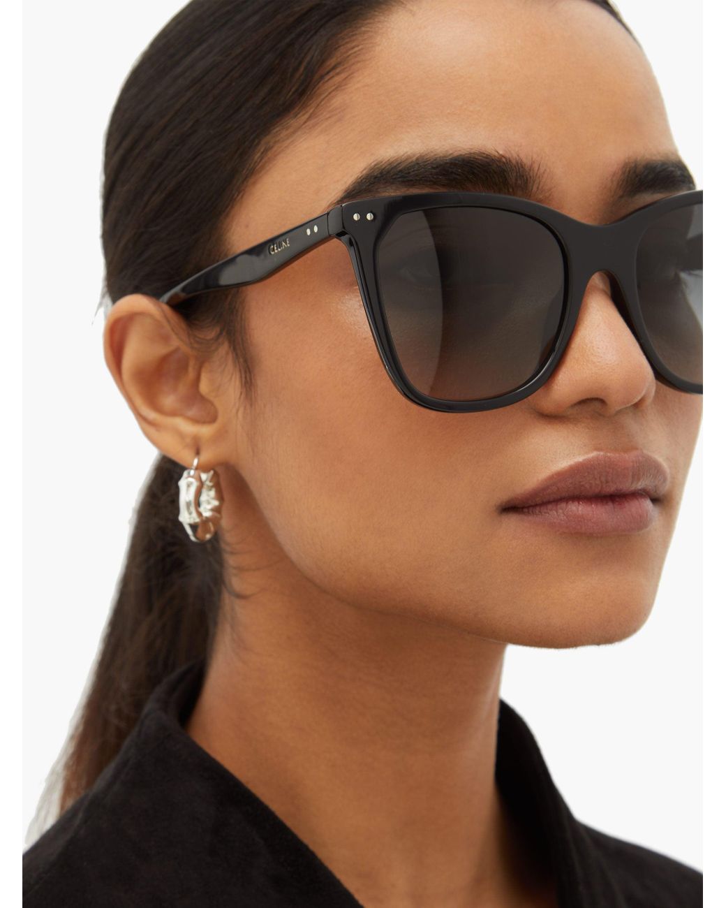 Celine Oversized Cat-eye Acetate Sunglasses in Black | Lyst UK