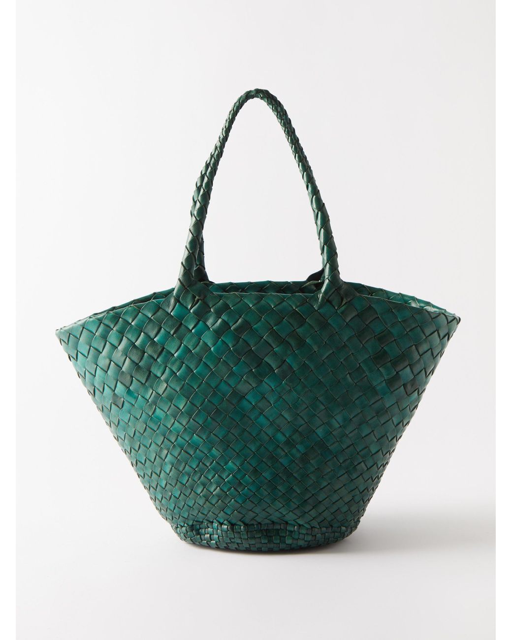 Dragon Diffusion Egola Woven-leather Basket Bag in Green | Lyst