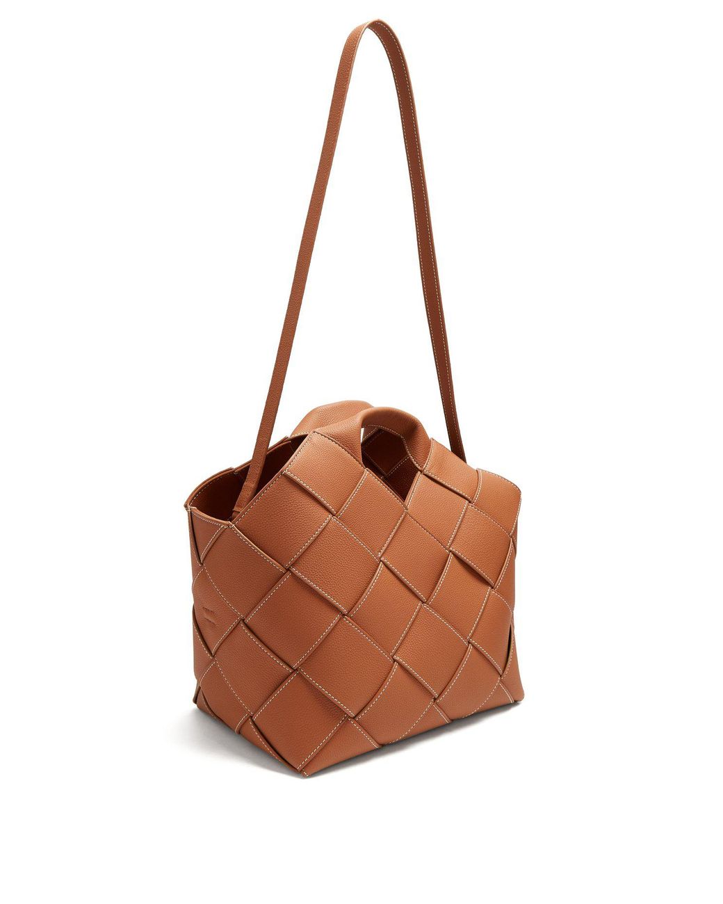 Loewe Leather Woven Basket Bag in Brown | Lyst