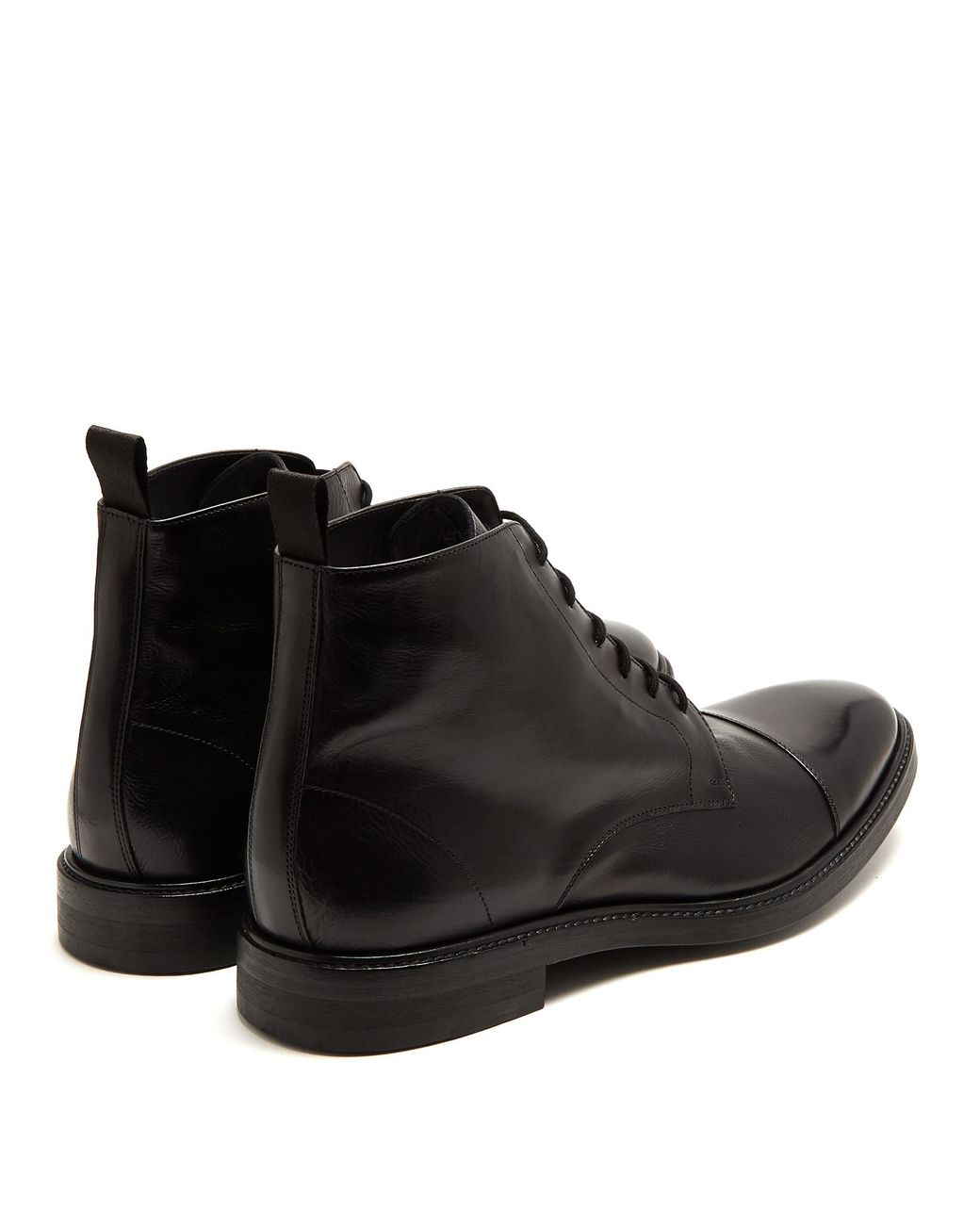 Paul Smith Jarman Cap-toe Leather Boots in Black for Men | Lyst