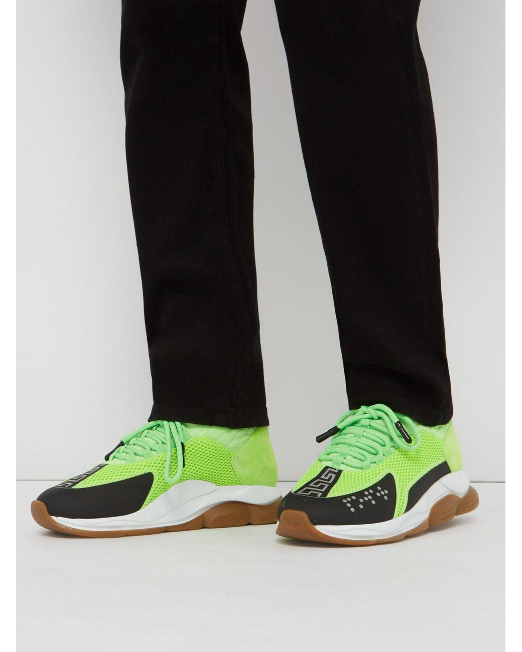 Versace Cross Chainer Sneakers in Green for Men | Lyst