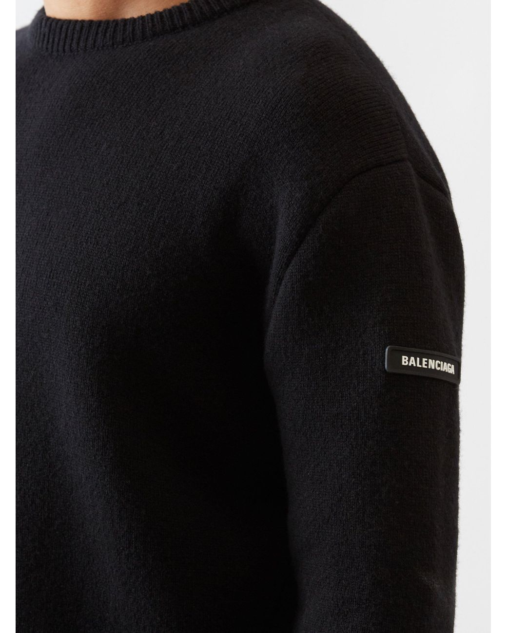 Balenciaga Logo-patch Wool-blend Sweater in Black for Men | Lyst UK