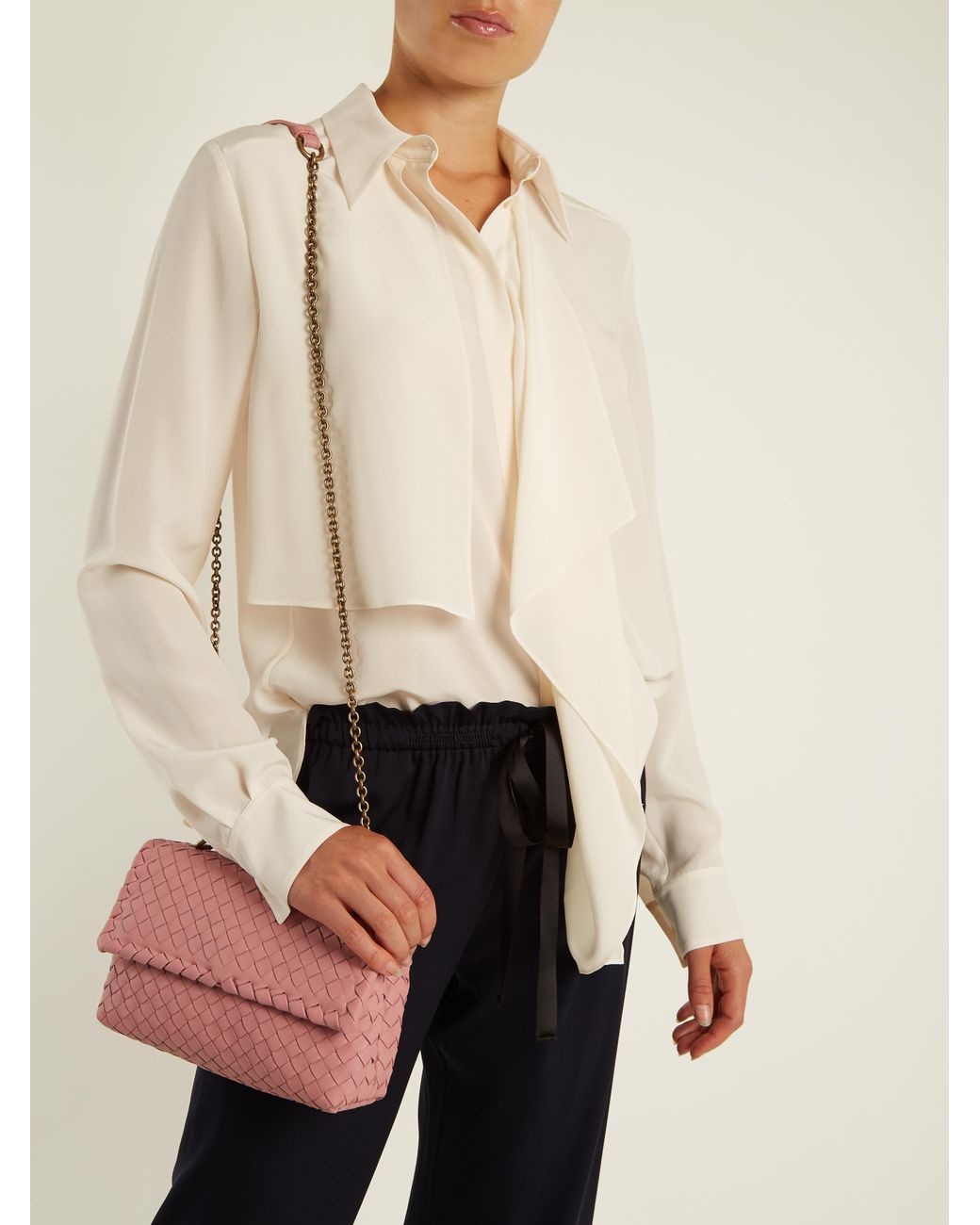 Bottega Veneta Olimpia Small Intrecciato Leather Shoulder Bag in Pink | Lyst