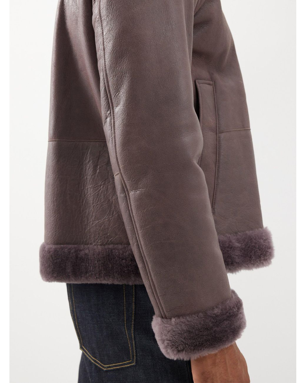 Paul Smith Shearling trim Sheepskin leather Jacket in Brown for