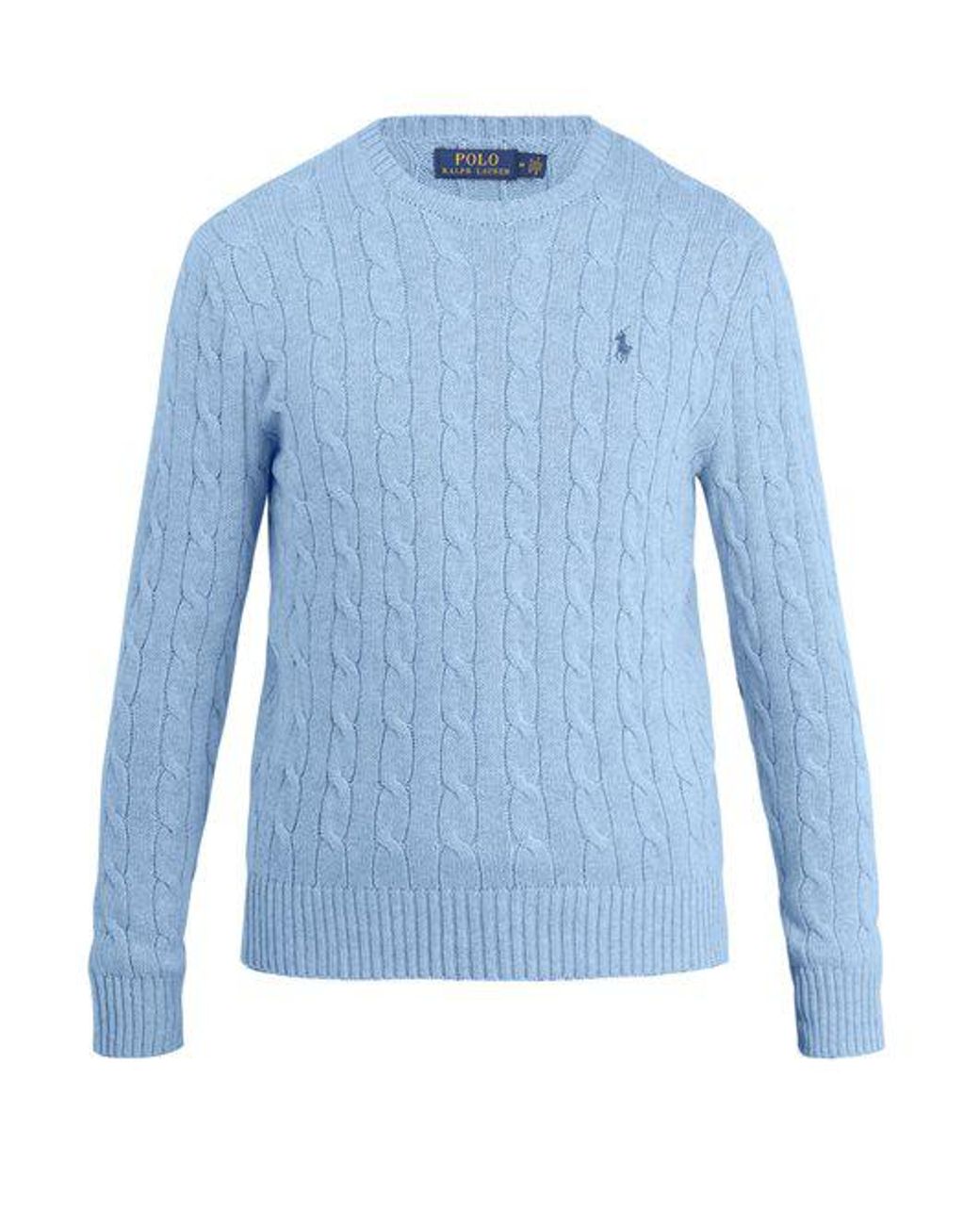 Polo Ralph Lauren Crew-neck Cable-knit Cotton Sweater in Blue for Men | Lyst