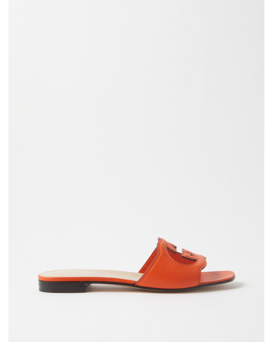 Gucci GG Cutoutmonogram Leather Slides in White Lyst